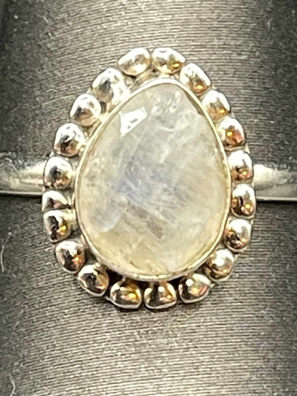 Sterling Silver Teardrop Moonstone Ring in White - Picture 4 of 6